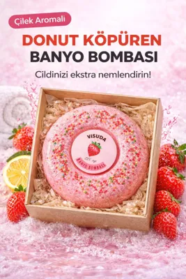 visuda kozmetik Çilek Aromalı 120 Gr / Donut Köpüren Banyo Topu , Nem Bombası