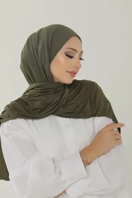 Beyzak Haki Luxury Penye Şal - Kadın Tesettür Jersey Hijab Lycra Shawl