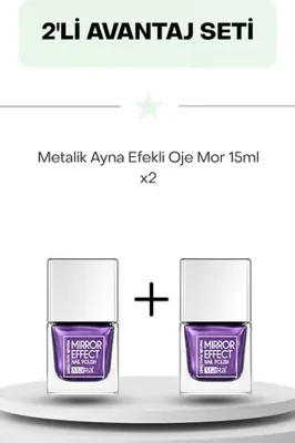 Mara Metalik Ayna Efekli Oje Mor 15ml İkili Set