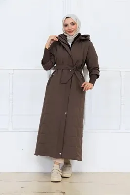 lavrisa Kadın Beli Kuşaklı Montana Kumaş Mont