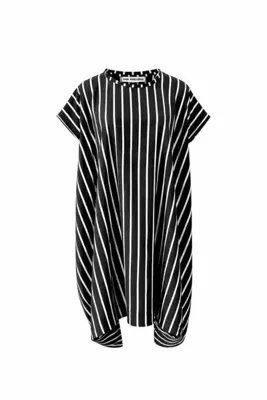 #vdr viadellerose Siyah Beyaz Çizgili Oversize Tunik Elbise 19221