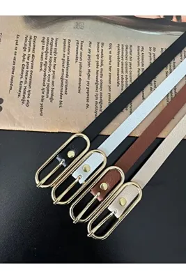 Zoula 4'lü Fırsat Ürün Gold Tokalı İnce Kemer, Pantolon Kemeri, Gömlek Kemeri, Ceket Kemeri, Elbise Kemeri