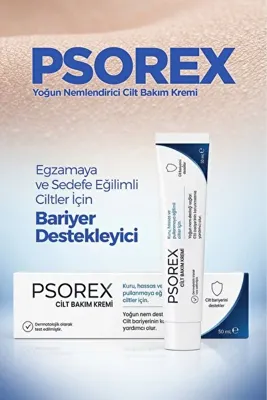PSOREX Yoğun Nemlendirici Cilt Bakım Kremi 50 ml | Egzamaya ve Sedefe Eğilimli Ciltler İçin Bariyer Destekleyici | Kuruluk ve Kızarlık için