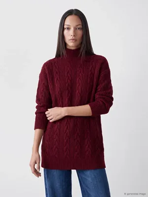 LC Waikiki Yarım Balıkçı Yaka Desenli Kadın Triko Tunik