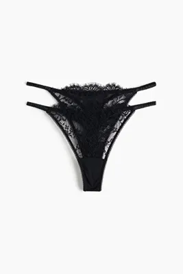 H&M 2'li Saten ve Dantel Tanga Thong Külot