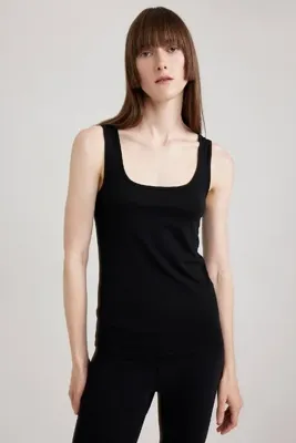 Defacto Fall In Love Regular Fit Pamuklu Basic Düz Siyah Iç Atlet R9041az23au