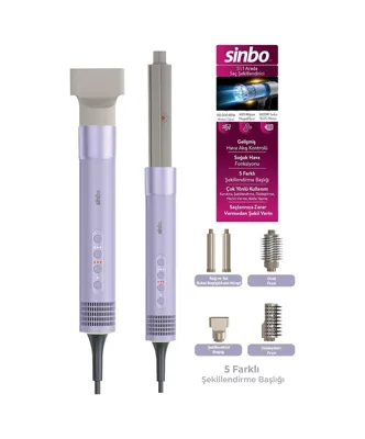 Syncticaret Shd-1760 5in1 Saç Şekillendirici, 1600w Turbo Bldc Motor, 110000 Rpm, 5 Farklı Başlık, Negatif İyon, Mor