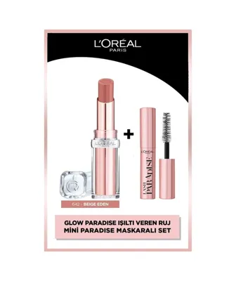 L'Oréal Paris Glow Paradise Balm-in-Lipstick Işıltı Veren Ruj 642 Beige Eden + Mini Paradise Maskara