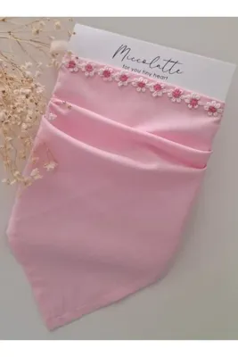 Miccolatte Kız Bebek Papatya Detaylı Pamuklu Poplin Bağlamalı Üçgen Bandana