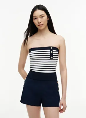 Tommy Jeans Beyaz Kadın Straplez Çizgili Kazak DW0DW229240A7