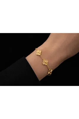 Nutly Accessories Yonca Model Bileklik Altın Renk – Zarif Kadın Bileklik