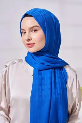 Madame Polo İpeksi Jakar Lara Şal Vektörel Desen - Saks