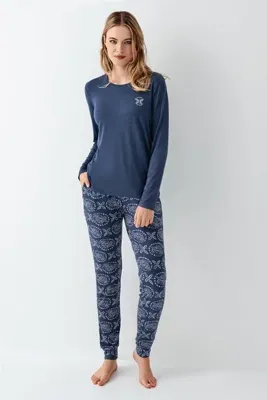 Arnetta Kadın Koyu indigo Mevsimlik Pijama Takım, %50 modal %50 pamuk