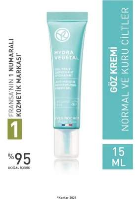 Yves Rocher Normal-Kuru Cilt,Aloe Vera&Escin,Jel Dokulu Göz Kremi-Hydra Vegetal Bitkisel Nemlendirici Bakım-15ml
