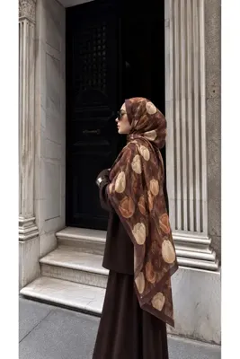 agapi Kahverengi Lale Desenli Şal – Çiçek Motifli Zarif ve Şık Kadın Şal