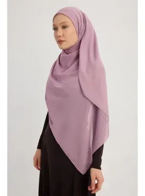 Schaless Büyük Şifon Eşarp 140x140 - Gül Kurusu