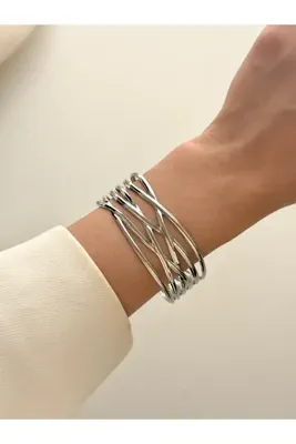 YOUES JEWELRY ÇELİK AYARLANABİLİR SİLVER KADIN KELEPÇE