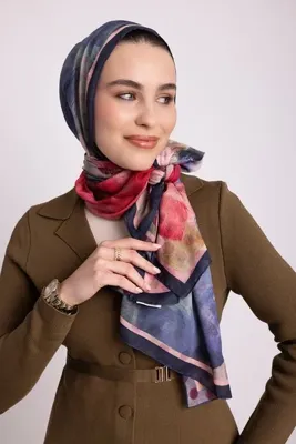 Ayshara Fırça Hâlesi Puanlı Soyut Desenli Çift Taraflı Şal - Bordo Kırmızı