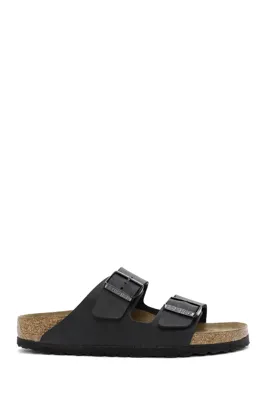 Derimod Birkenstock Kadın Siyah Çift Tokalı Arizona Bf Düz Terlik