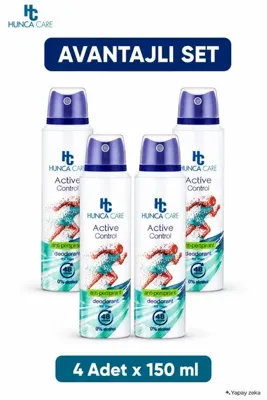 Hunca Care Active Control Erkek Deodorant 150 ml – Gün Boyu Etkin Ferahlık 4 Adet