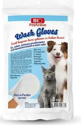 Sepe Natural Bio Petactive Wash Gloves 8 Adet Evcil Hayvanlar için Kuru Yıkama