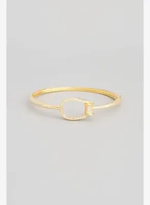 So Chic Klasik Modern 18 Ayar Sarı Altın Kaplama Gümüş Kelepçe Bileklik