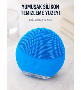 Lexroo Titreşimli Silikon Yüz Temizleme Cihazı Mavi Şarjlı Cilt Bakım Fırçası