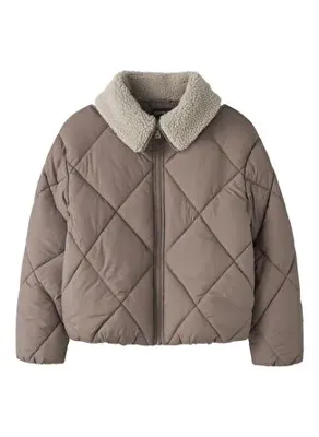 Name it 13244631 NKFMELBOURNE PUFFER JACKET Kahve Kadın Fermuarlı Regular Fit Şişme Mont