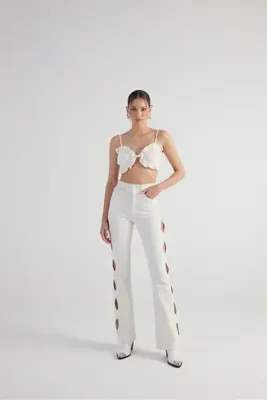 Holly Lolly Cutout Jean Pantolon Beyaz