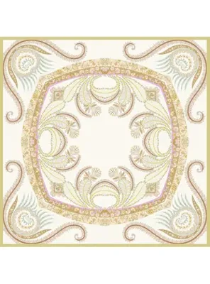 19v69 ITALIA Desenli İtalyan Şifon Eşarp Askısı ile Birlikte 110x110 cm Sarı