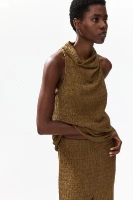 H&M Degaje Yakalı Krinkle Üst