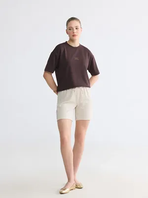 LCW Comfort Beli Lastikli Dokulu Kadın Şort