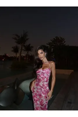 TAYT VEGAS PINK BLOSSOM ASESAT SATEN ELBİSE