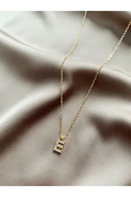 Asia by Leuvoié Zirkon Taşlı Minimal Gold E Harfli Kolye