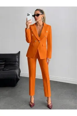 GREENS TEKSTİL 6 Düğme detaylı blazer ceket ve pantolon