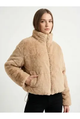NEW JOURNAL Kadın Camel Fleto Cepli Kapitone Peluş Mont AYR225