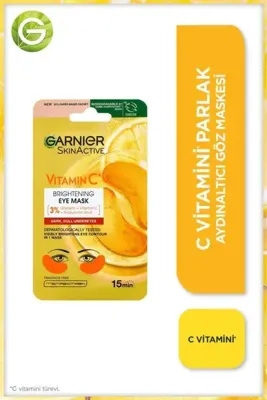 Garnier C Vitamini Parlak Aydınlatıcı Göz Maskesi (3% Gliserin,Vitamin C,Hyaluronik Asit),Vegan,Cruelty Free