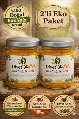 Diyet AVM Kars Kaz Yağı Kremi 2’li Set 170 ml x2 Doğal İçerikli Cam Kavanoz