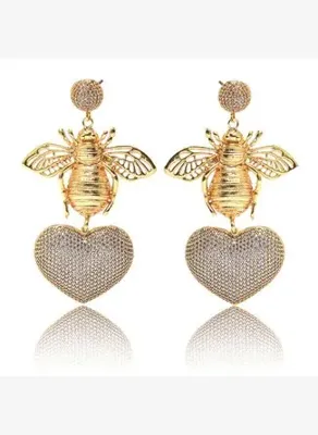 Damla Kalender BEE WITH GOLDEN HEART EARRINGS