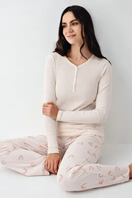 Pierre Cardin Kadın Toz Pembe Pijama Takım, Üst Kaşkorse Alt Pamuk modal
