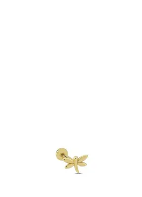 AJA Dragonfly Yusufçuk Figürlü Taşsız Altın Kulak Piercing