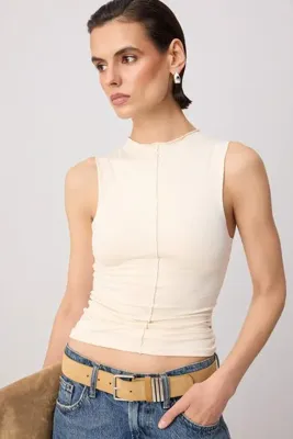 TRENDYOLMİLLA Taş Düz Fitted Dik Yaka Kolsuz Nervürlü Poliamid Örme Bluz TWOSS26BZ01031