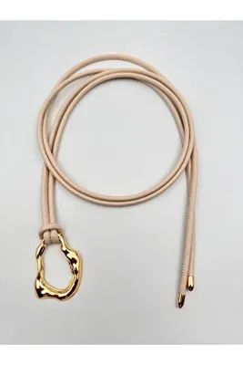 MODAM HİFA Bağlamalı Gold Tokalı İp Kemer Kadın Kemer Elbise Kemeri Gömlek Kemeri