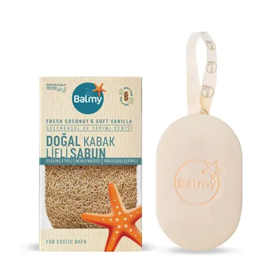 BALMY Doğal Kabak Lifli Sabun Fresh Coconut & Soft Vanilia 1 adet