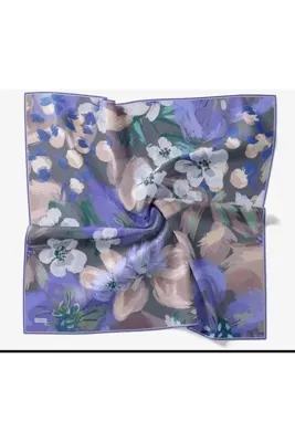 Genel Markalar Silkhome pamuklu organik soft eşarp kaymaz tok durur mor renk çiçek desenli