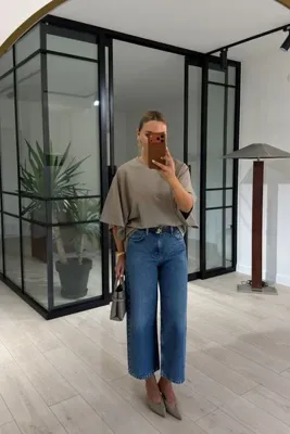 Sezgi Tekin Premium Seri Mavi Yıkamalı Culotte Jean Pantolon