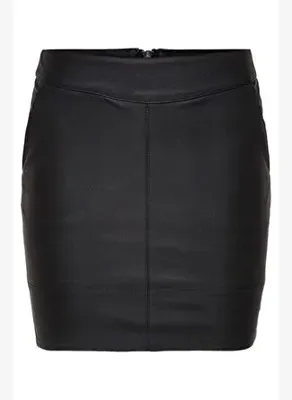 ONLY Kadın Fermuarlı Suni Deri Mini Etek - 15164809