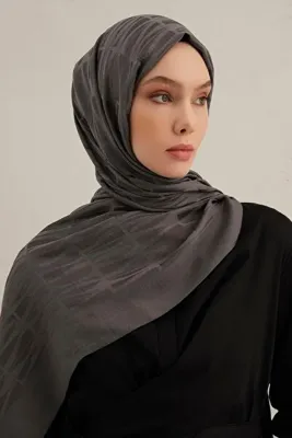 Armine Lyocell Şal - Kibrit Desen - ALY3-18 - Füme