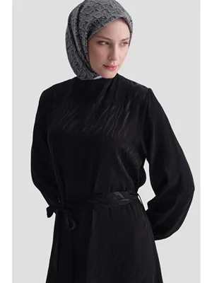 ARMİNE Jakarlı Elbise Siyah