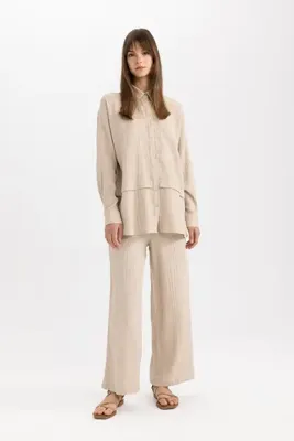 Defacto Wide Leg Geniş Bol Paça Esnek Belli Basic Düz Muslin Pantolon Z3340az24sp